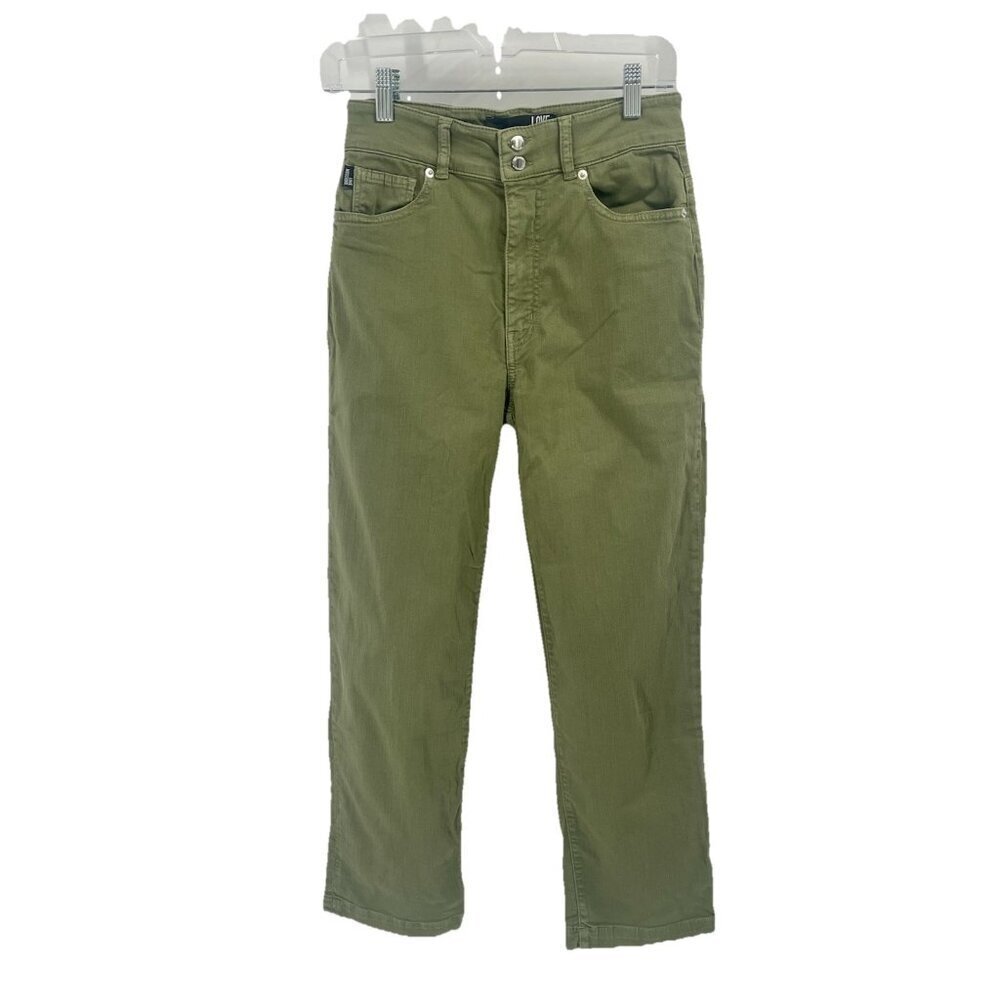 Love Moschino Green Denim Jeans Straight Leg  Ankle Sz 27